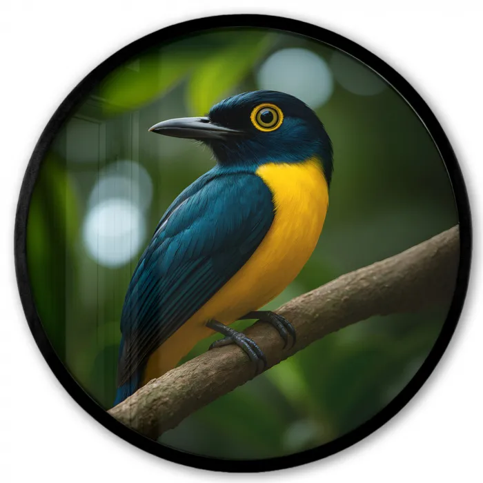 Vogel - Tak - Geel - Bladeren Fotolijst rond zonder passe partout klein -3d