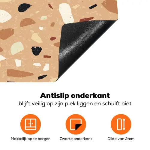 Terrazzo - Patroon - Kleurrijk - Oranje Inductie beschermer vinyl 3mm klein 276 -zzzzzzz-td-onderkant