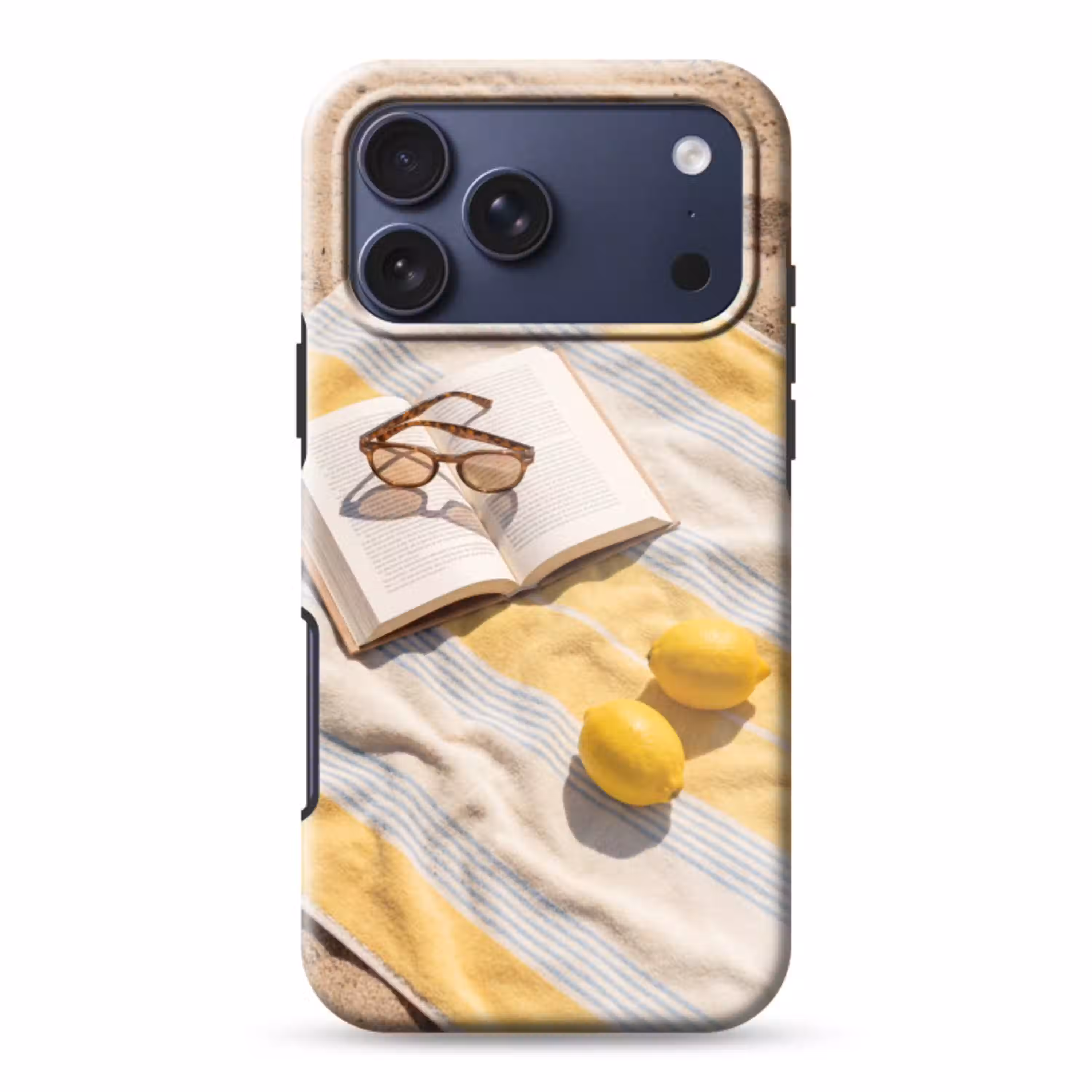 Boek - Zonnebril - Strand - Zomer - Geel Toughcase MagSafe Apple iPhone 17 Pro Max klein -3d