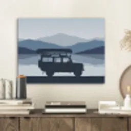 Auto - Meer - Bergen - Blauw PET vilt klein -sfeer1