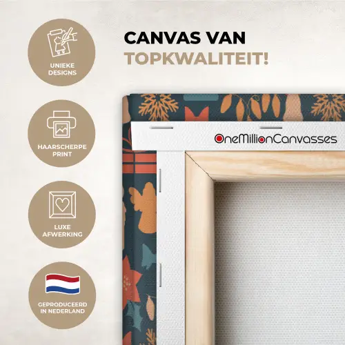 Patroon - Kerst - Symbolen - Blauw canvas 2cm xxl 828 -sfeer2