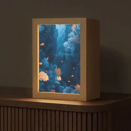 Koraalrif - Vissen - Oceaan - Blauw Light Box met kabel (Tafellamp) klein -z3d_website