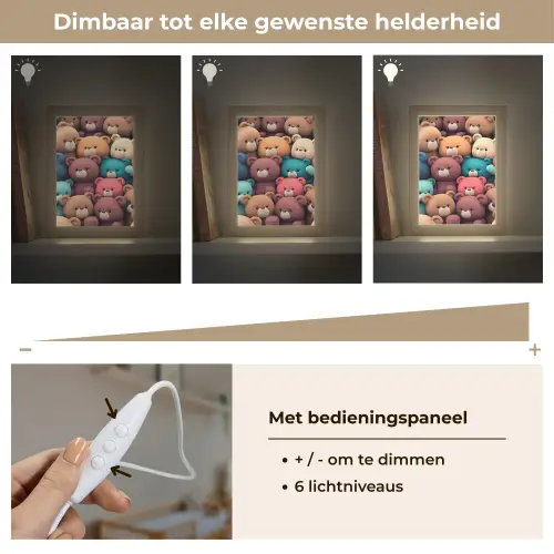 Knuffelbeer - Knuffel - Roze - Blauw - Bruin - Kind Light Box met kabel klein -USP_dimbaarNL
