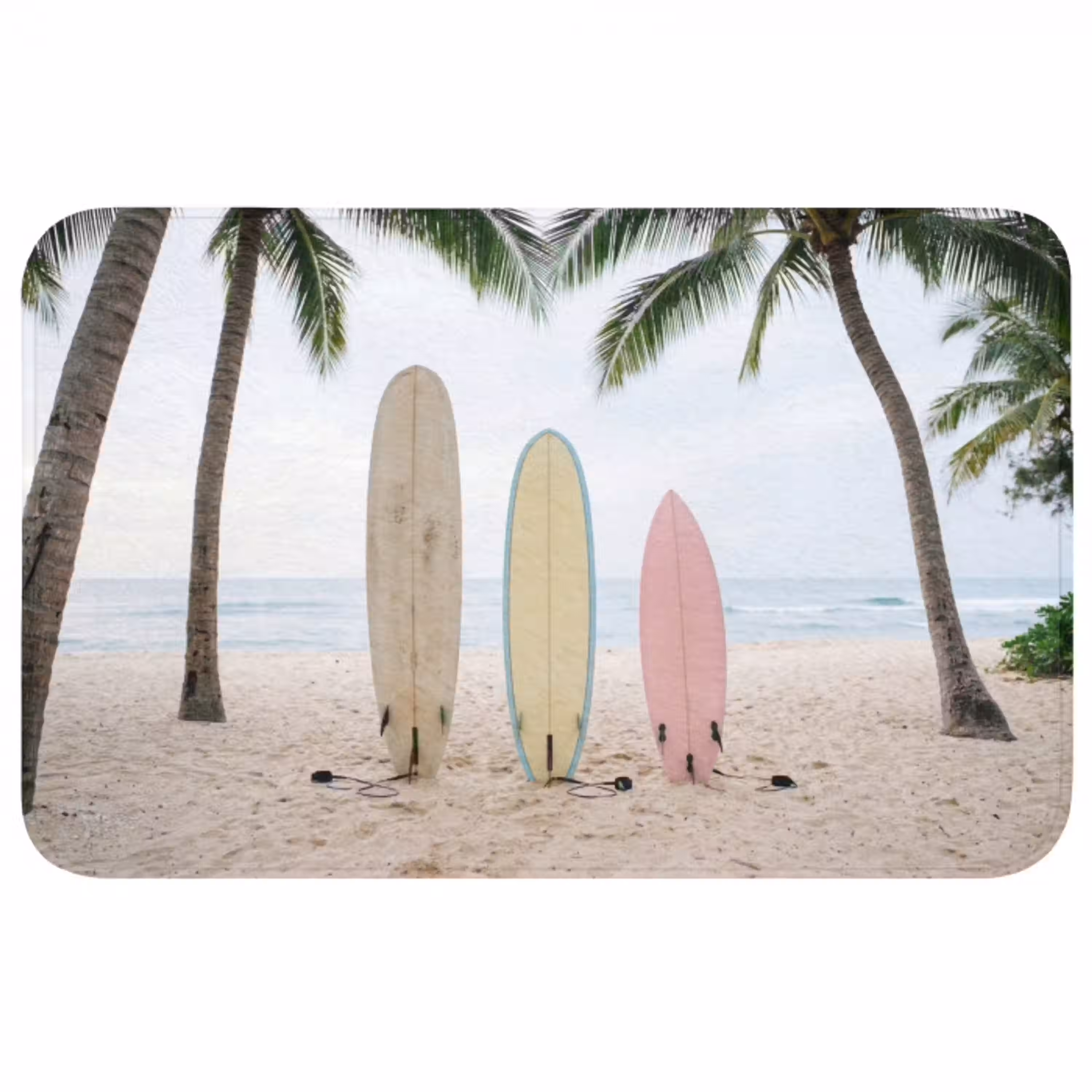 Surfboard - Palmbomen - Kleurrijk WCmat middel -3d
