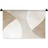 Bruin - Japandi - Abstract Wandkleed katoen klein -zz3d