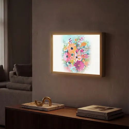Bloemen - Kleuren - Boeket - Natuur Light Box met batterij (Wandlamp) middel -sfeer1