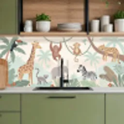 Jungle - Dieren - Groen keuken achterwand 2 middel -sfeer3