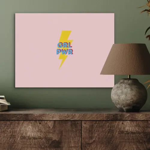 Grl pwr - Bliksem - Roze PET vilt klein -sfeer2
