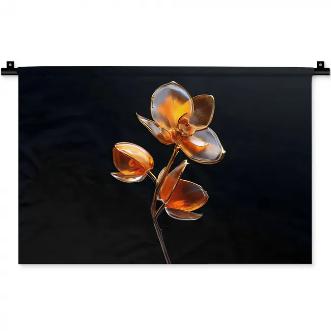 Bloem - Orchidee - Oranje Wandkleed katoen klein -zz3d