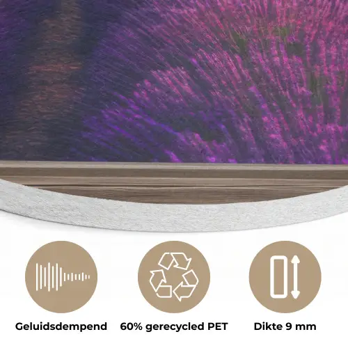 Doorkijk - Lavendel - Landschap - Bloemen - Paars Akoestische PET Vilt - Rond klein -closeup_NL