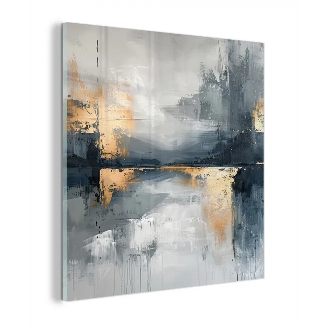 Kunst - Grijs - Goud - Abstract plexiglas 5mm klein -z3d