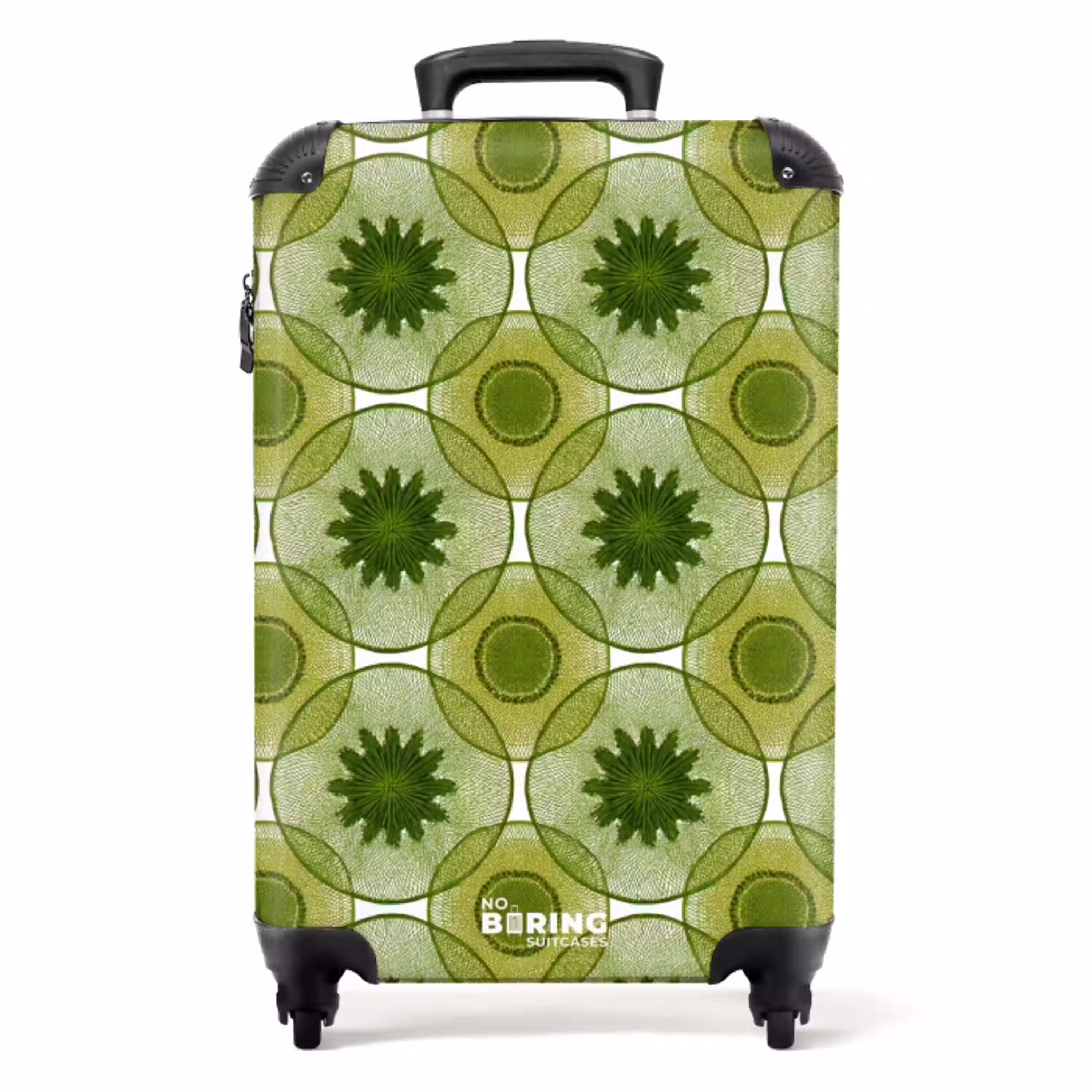 Cirkels - Patroon - Groen NBS - Handbagage koffer - Volwassenen Unisex middel -productfoto_recht