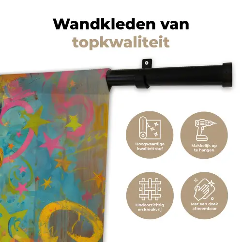 Kleurrijk portret - Kroon - Sterren Wandkleed katoen klein -sfeer2