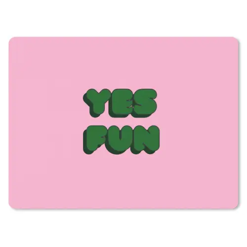 Yes fun - Groen - Roze muismat rubber klein -3d