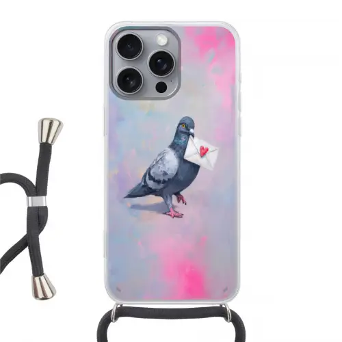 Duif - Envelop - Paars Hoesje iPhone 16 Pro Max met koord klein -3d