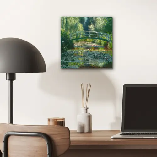 Brug - Hout - Vijver - Waterlelies aluminium wit klein -sfeer5