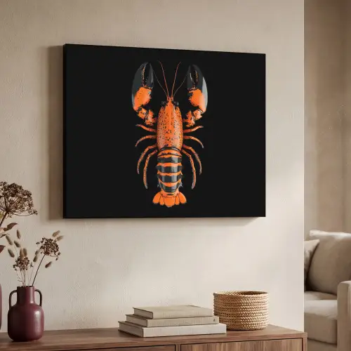 Kreeft - Oranje - Zwart - Modern Textielframe - compleet frame klein -sfeer3