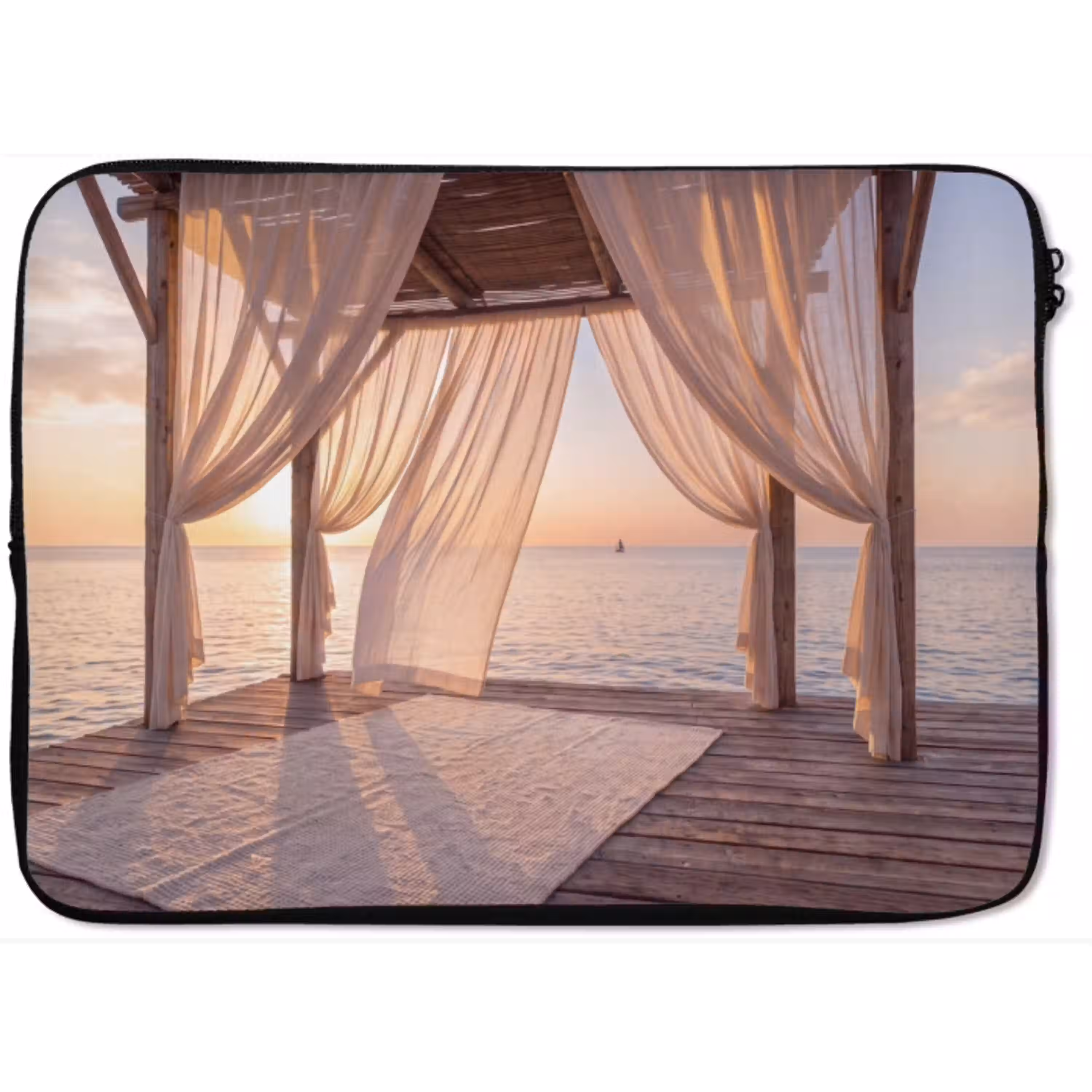 Overkapping - Zee - Zonsondergang - Vakantie - Rust laptophoes neopreen klein -zkaufland3dotto