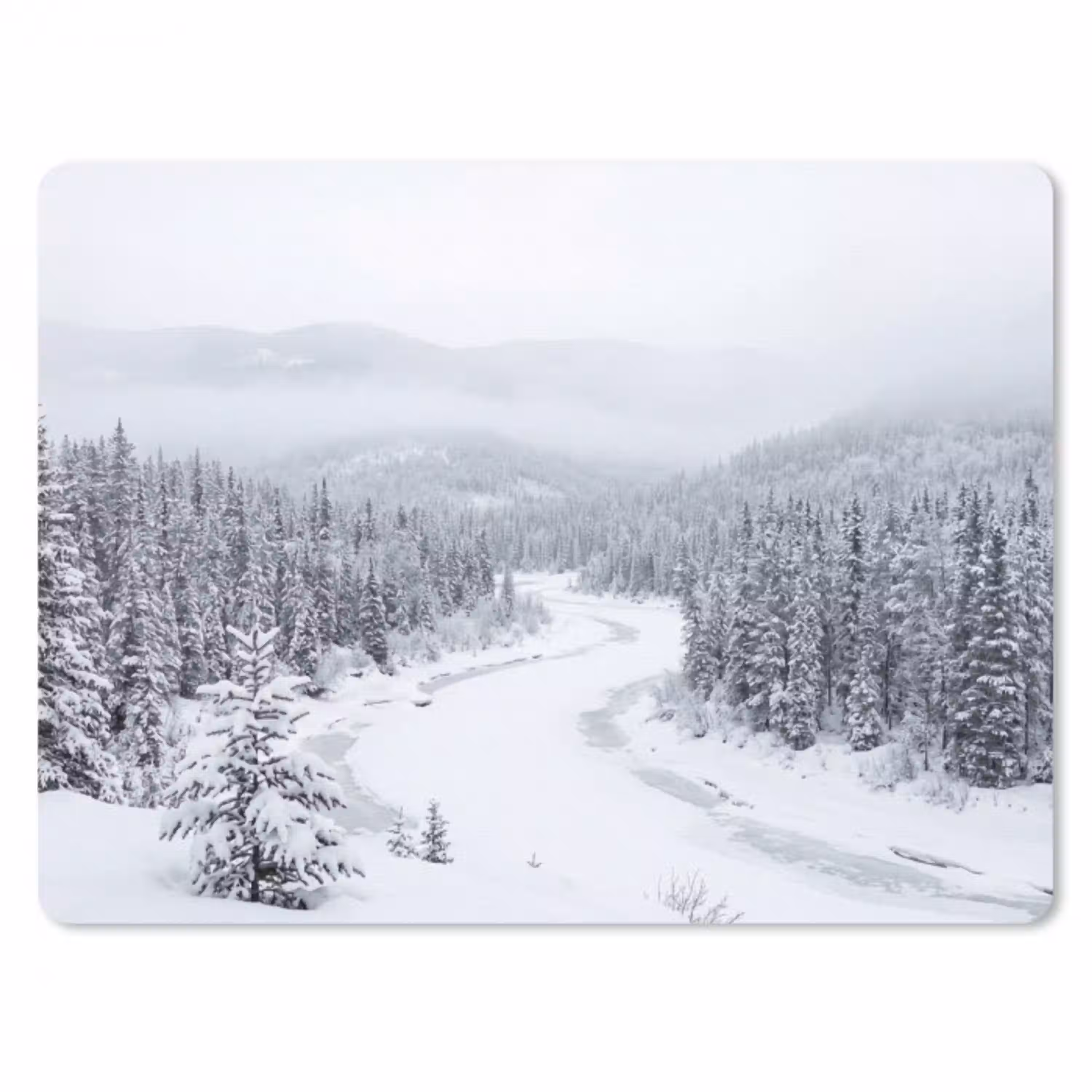 Rivier - Bevroren - Landschap - Winter muismat rubber klein -3d