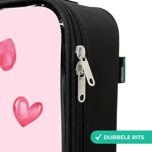 Roze hartjes Kinderkoffer - Zwart klein -rits_NL