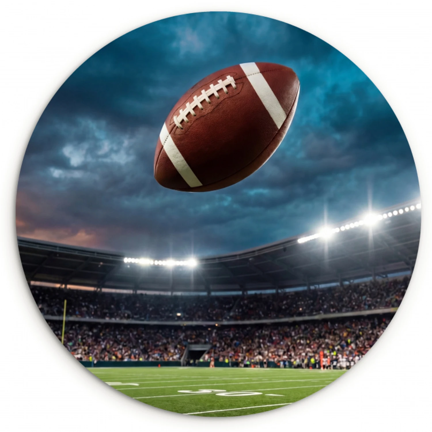 Football - Bal - Stadion - Sport Wandcirkel kunststof plaat 5mm dik klein -3d