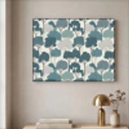 Modern - Bomen - Bos - Patroon - Blauw Textielframe zwart klein 947 -sfeer2