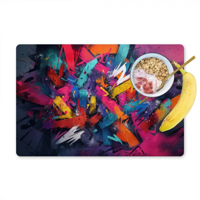 Abstract - Explosie - Neonkleuren Placemat vinyl groot -zzzproduct_Kitchenyeah-website