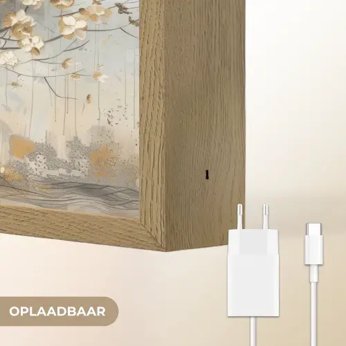 Boom - Beige - Goud - Verflook - Grijs Light Box met batterij (Wandlamp) middel -USP_websiteoplaadbaarNL