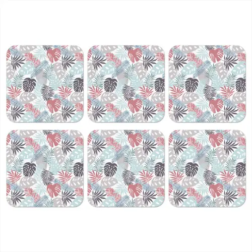 Monstera - Pastel - Bladeren - Tropical onderzetter kurk middel -3d