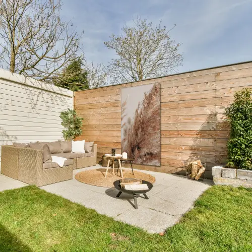 Gedroogd pampasgras dichtbij Tuinposter op houten frame 2 cm dik xxl -sfeer2