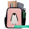 Pinguïn - Stippen - Roze - Minimalistisch Rugzak - Zwart middel -inhoud_NL