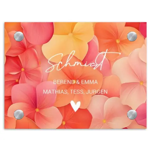 Oranje bloemenmix - Klassiek Naambord Rechthoek middel -3d