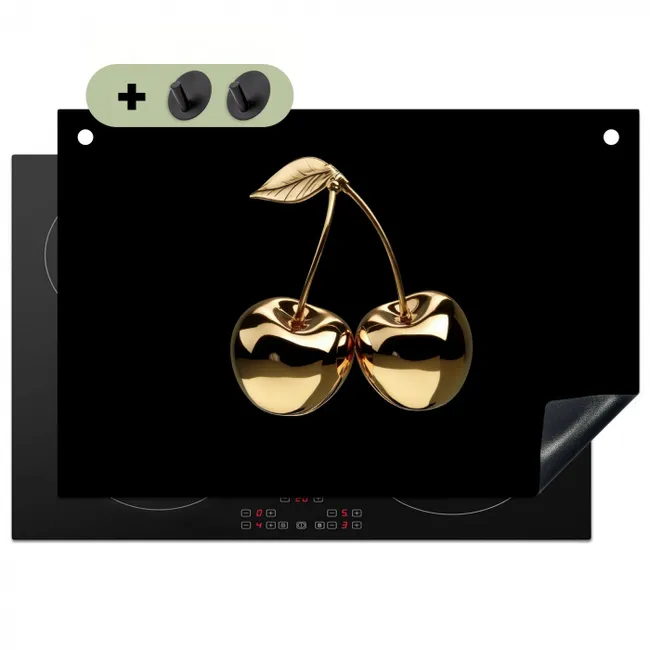 Kersen - Zwart - Goud - Chrome Inductie beschemer met haakjes klein -3d