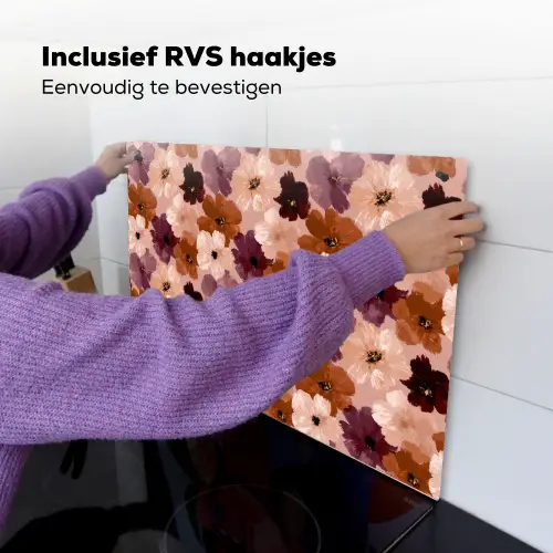 Bloemen - Abstract - Aardetinten Inductie beschemer met haakjes klein 777 -ky-ophangen-nl