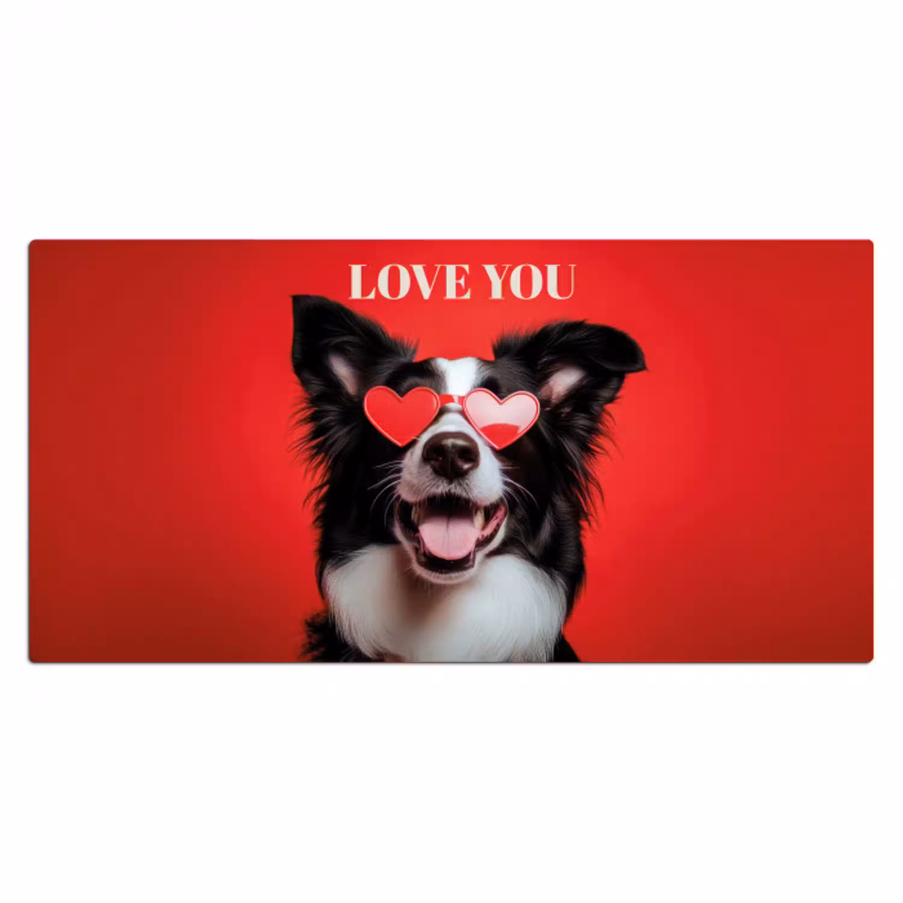 Hond - Hartjesbril - Loveyou - Rood Muismat XXL klein -3d_leeg