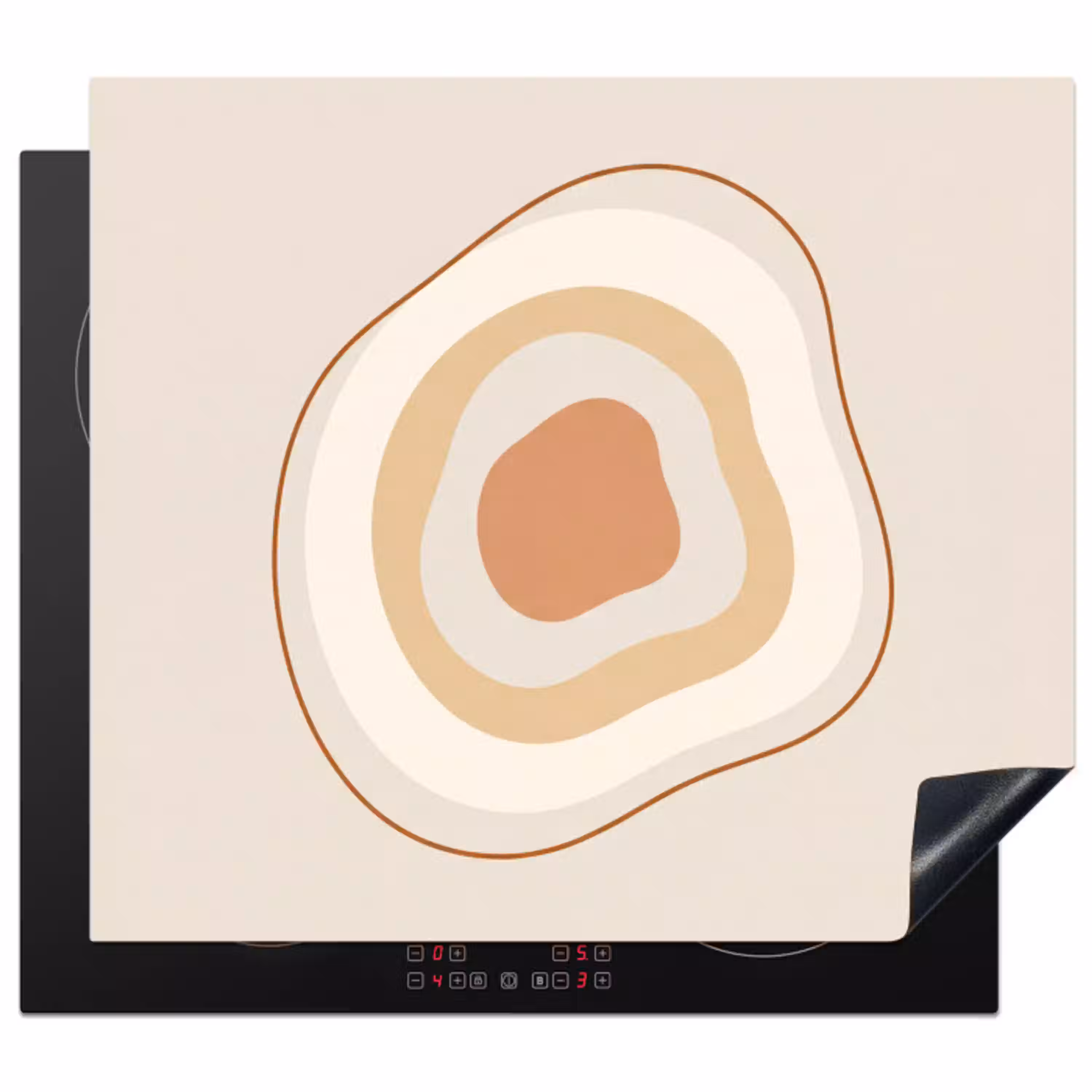 Abstract - Organisch - Modern - Beige - Kunst Inductie beschermer vinyl 3mm middel -3d