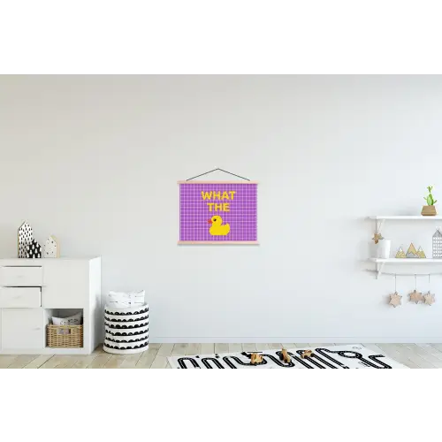 Tekst - Eend - Paars textielposter latten blank klein -kinderkamer