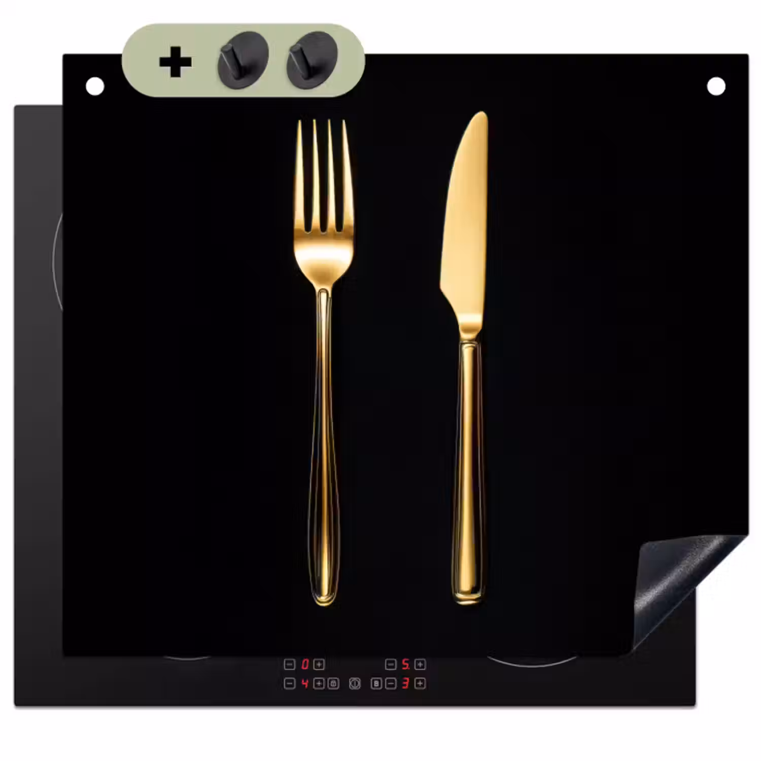Inductie beschermer en spatscherm (2in1) - Bestek - Goud - Mes - Vork