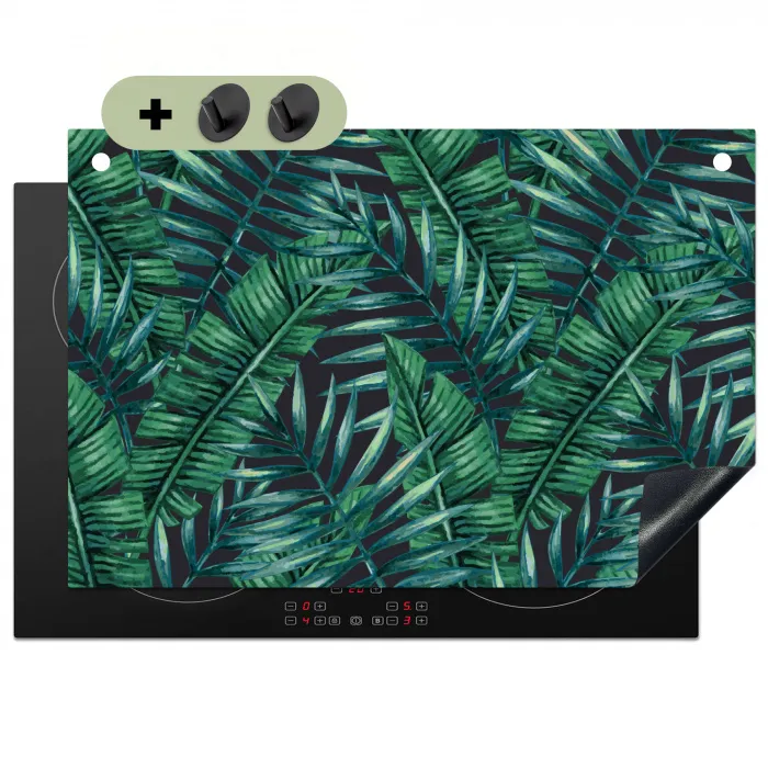 Jungle - Bladeren - Tropisch Inductie beschemer met haakjes klein -3d