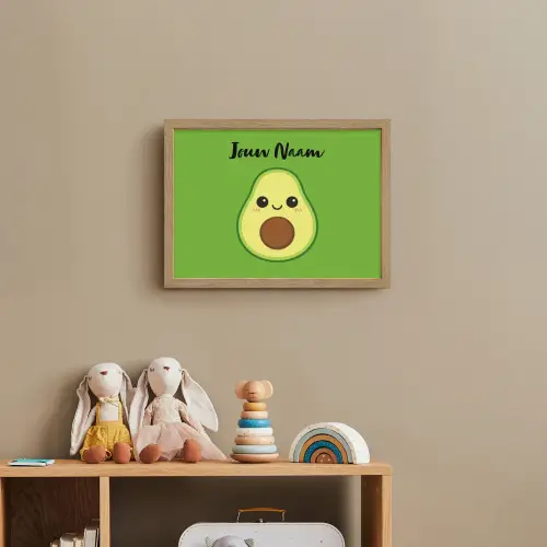 Avocado - Groen - Pit - Gezichtje Light Box met batterij (Wandlamp kind) middel -sfeer2_kind