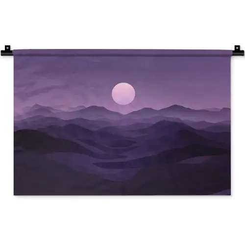 Heuvels - Paars - Mist - Zon Wandkleed katoen klein -zz3d