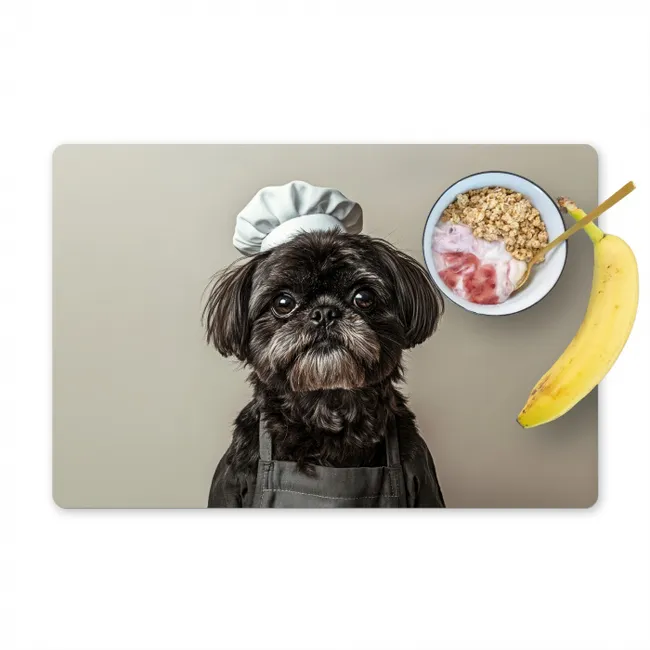Kokskleding - Zwart - Hondje Placemat vinyl groot -zzzproduct_Kitchenyeah-website
