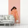 Meisje - Deken - Gestreept - Oranje fotobehang vinyl groot -woonkamer