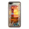 Doorkijk - Raam - Vuurtoren - Zonsondergang - Strand Telefoonhoesje iPhone 7 klein -3d