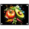 Tomaat - Avocado - Peper - Graffiti - Verf - Modern tuinposter los doek klein -3d