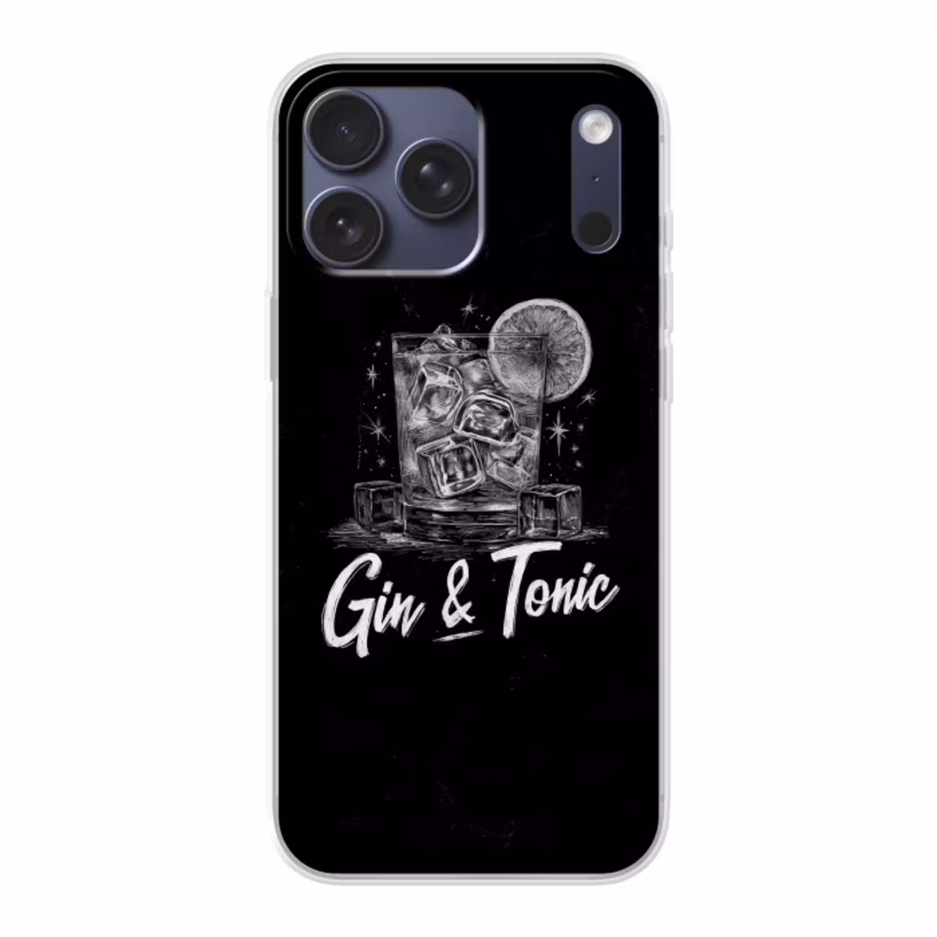 Gin en tonic - Glas - Limoen - Ijsblokjes Telefoonhoesje iPhone 17 Pro Max klein -3d