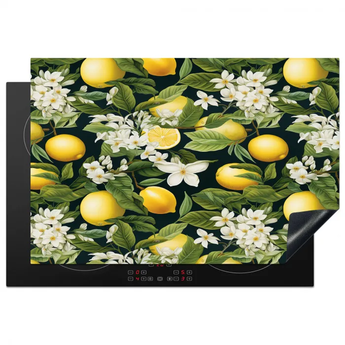 Hangende - Citroenen - Witte - Bloemetjes Inductie beschermer vinyl 3mm klein 276 -3d