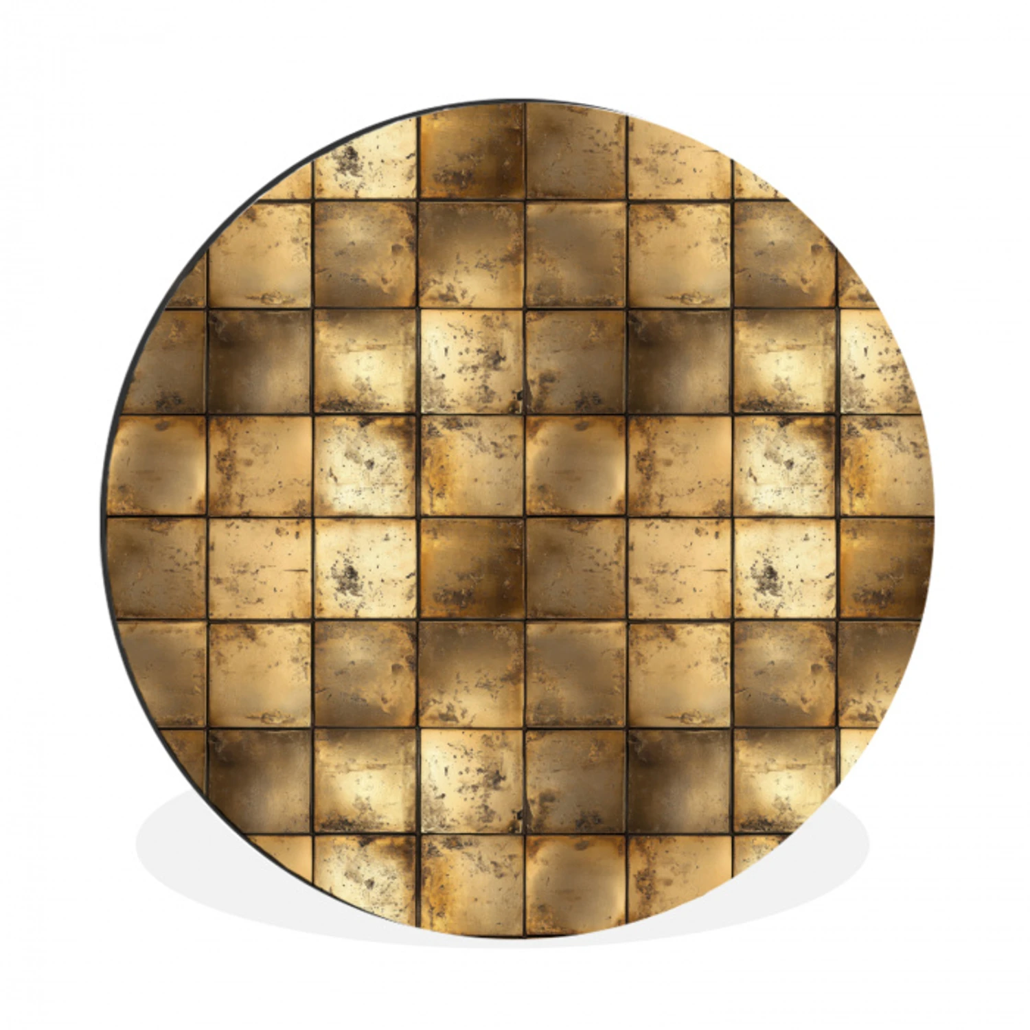 Geometrisch - Tegels - Goud Wandcirkel aluminium klein 190 -3d