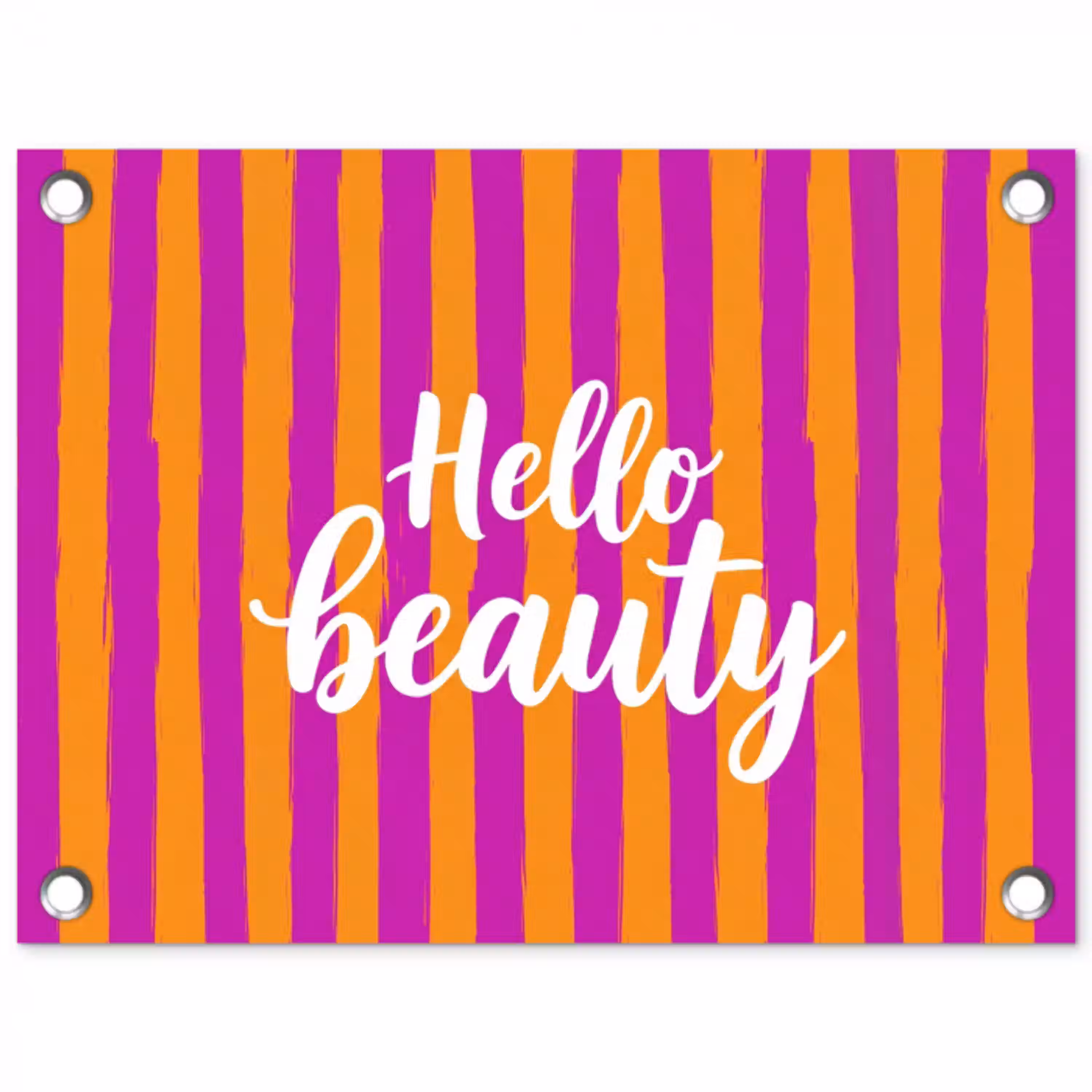 Modern - Hello - Oranje tuinposter los doek klein -3d