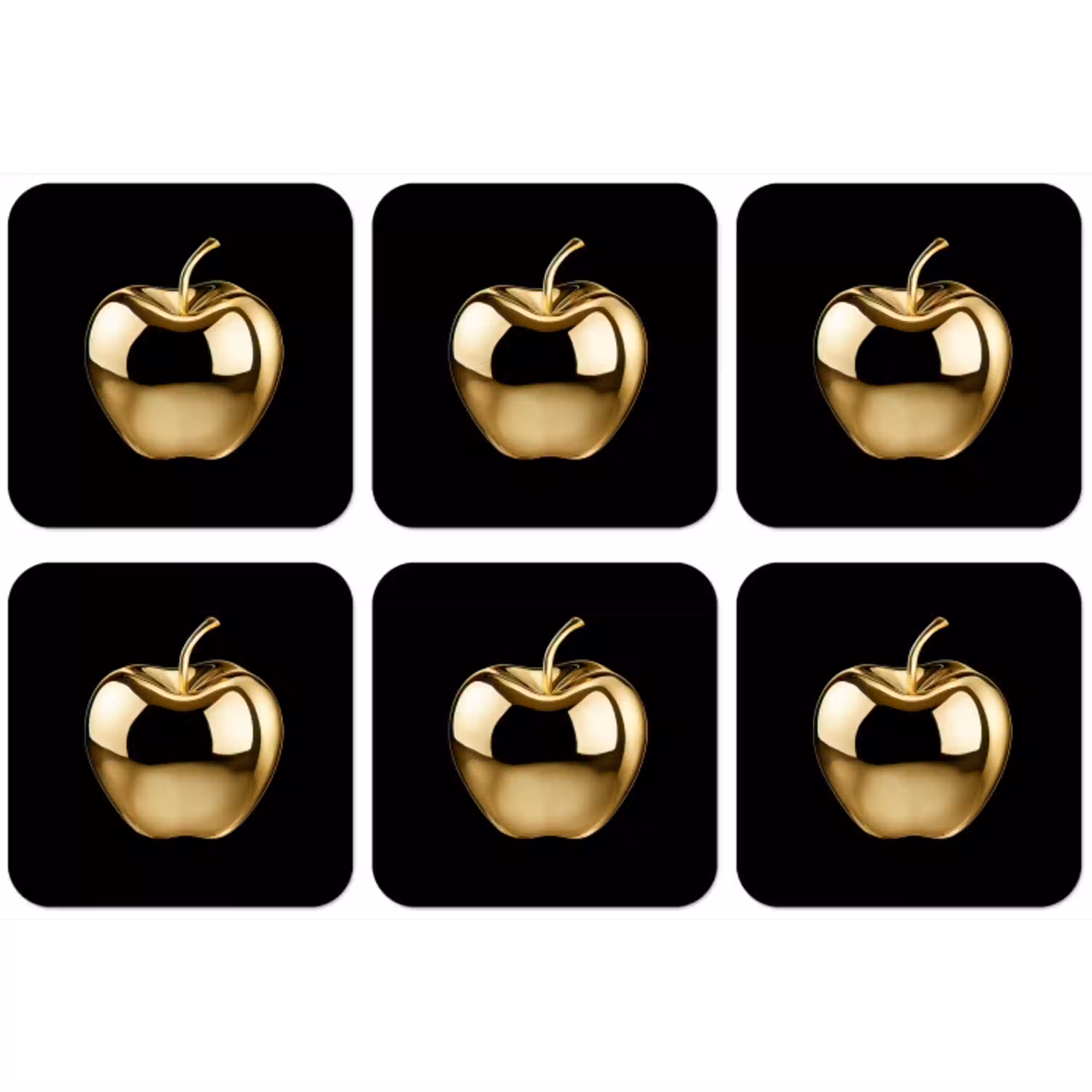 Appel - Goud - Chrome - Zwart onderzetter kurk middel -zkaufland3dotto